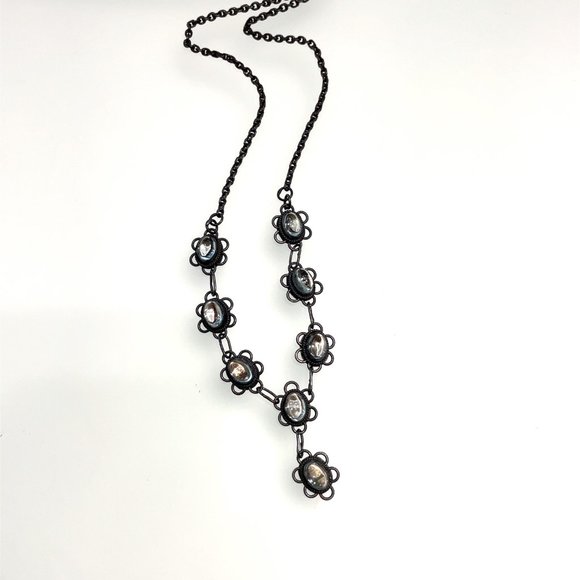 Oxidized Sterling Flower Chain - Picture 3 of 4